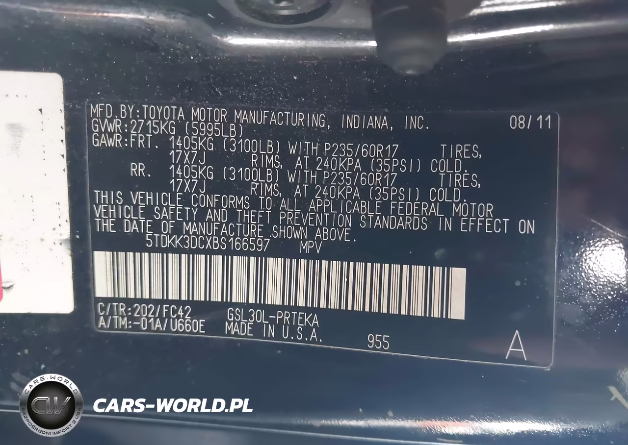 2011 Toyota Sienna Le V6 VIN:5TDKK3DCXBS166597 - 9