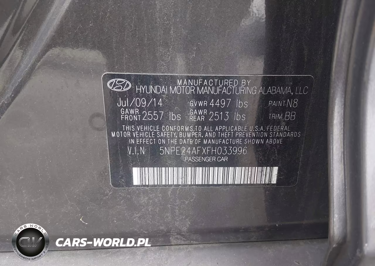 2015 Hyundai Sonata Se VIN:5NPE24AFXFH033996 - 9