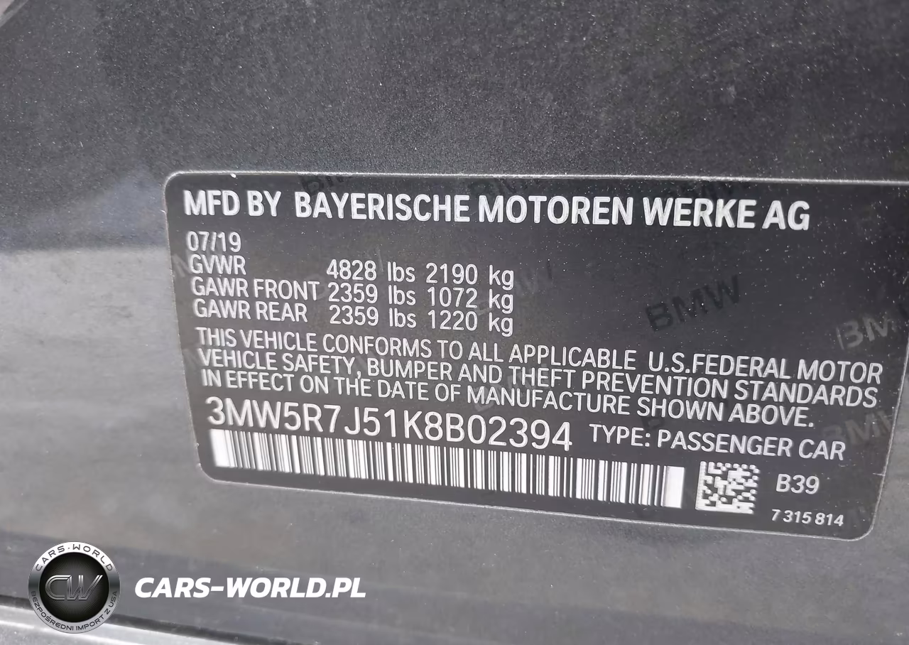 2019 BMW 330I xDrive VIN:3MW5R7J51K8B02394 - 9