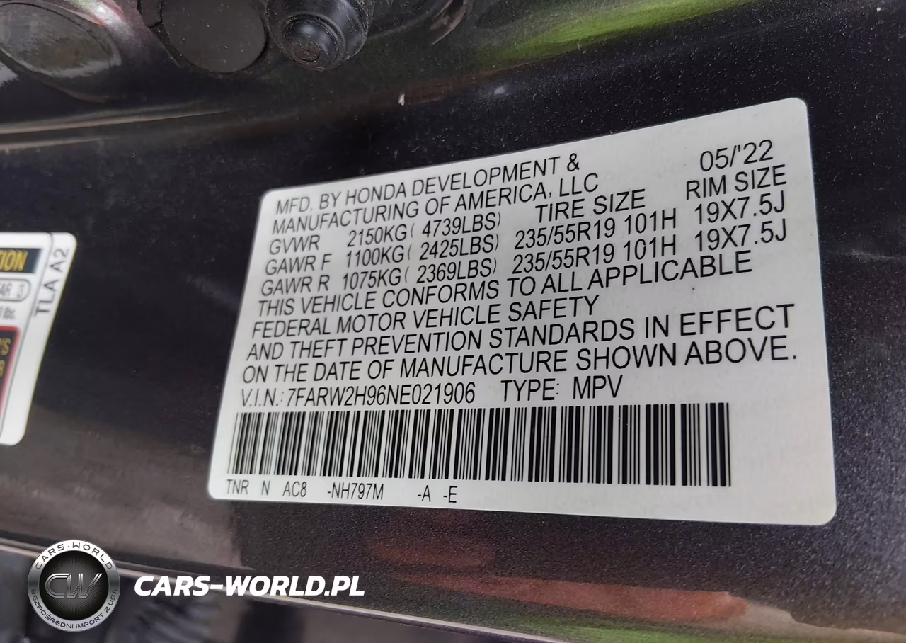 2022 Honda Cr-V Awd Touring VIN:7FARW2H96NE021906 - 9