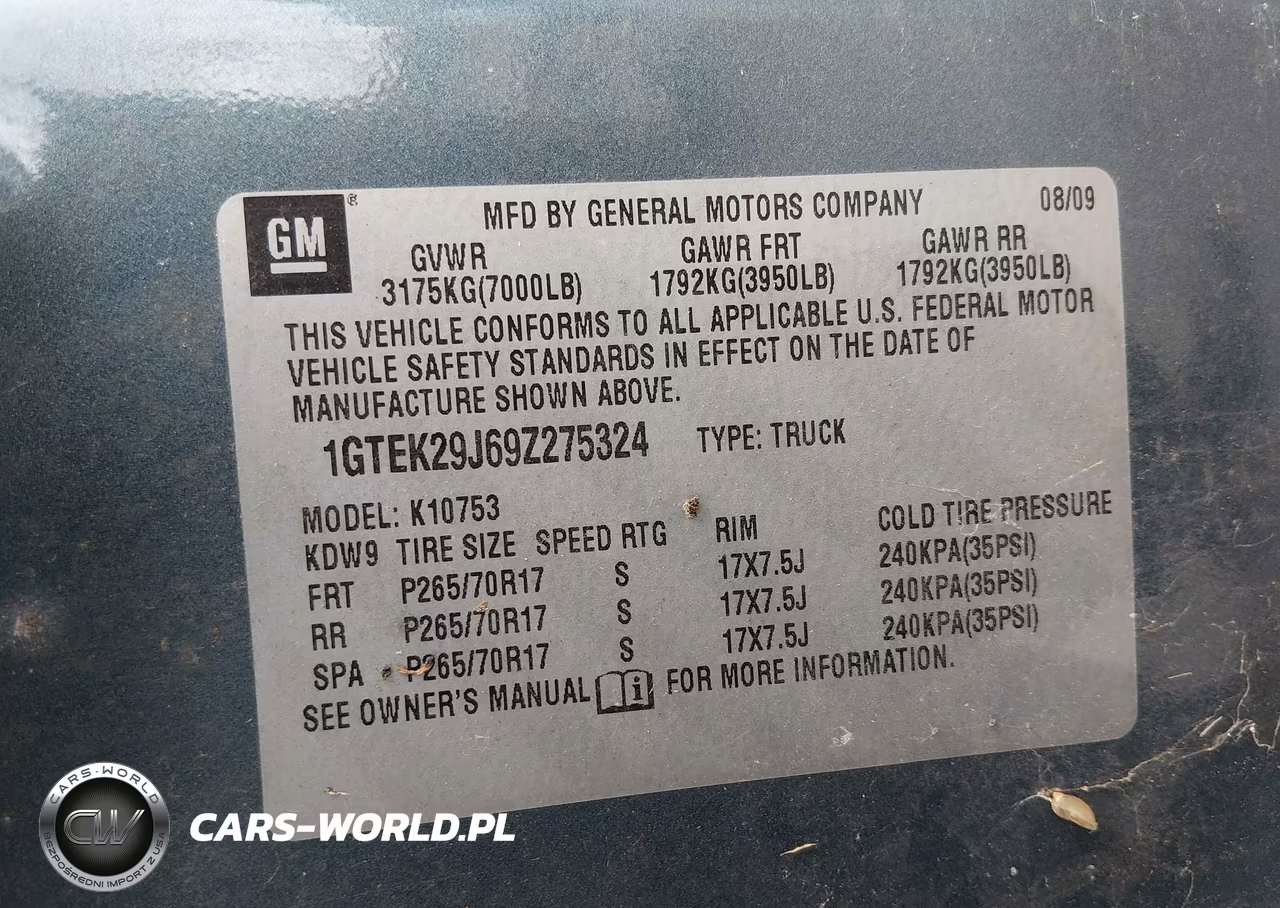2009 GMC Sierra 1500 Sle VIN:1GTEK29J69Z275324 - 9