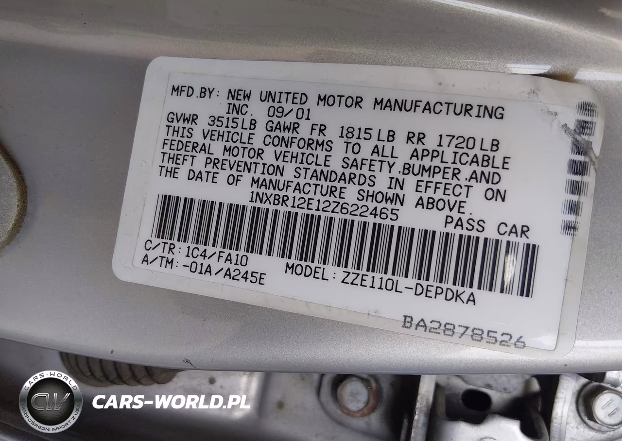 2002 Toyota Corolla Le VIN:1NXBR12E12Z622465 - 9