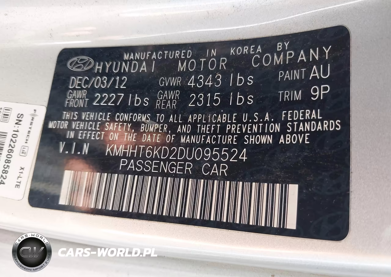 2013 Hyundai Genesis 2.0T VIN:KMHHT6KD2DU095524 - 9