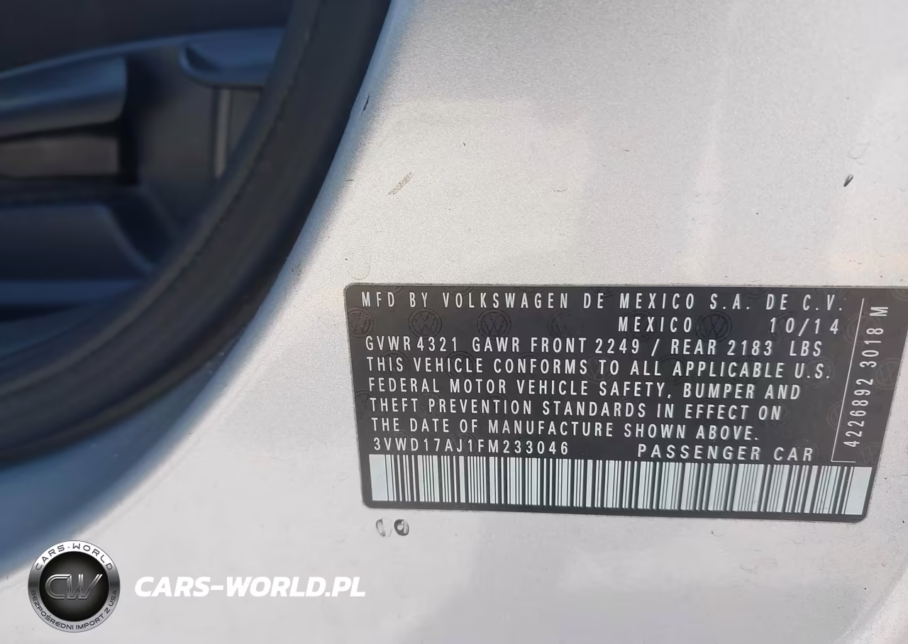 2015 Volkswagen Jetta 1.8T Se VIN:3VWD17AJ1FM233046 - 9