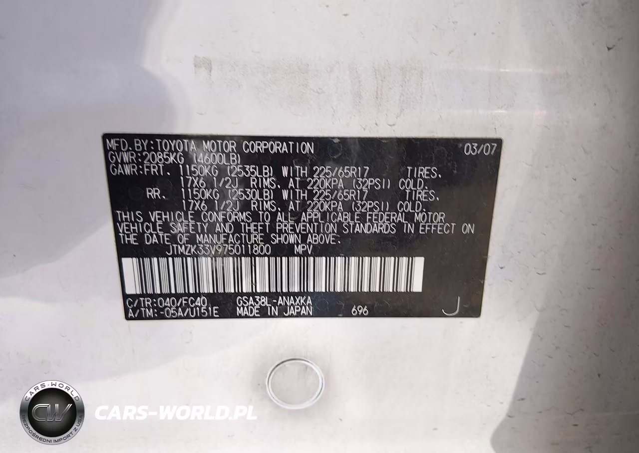 2007 Toyota Rav4 Base V6 (A5) VIN:JTMZK33V975011800 - 9