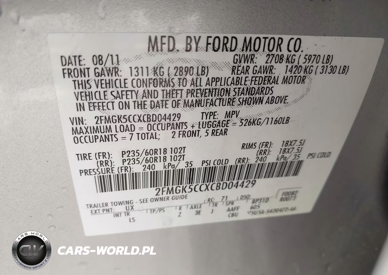 2012 Ford Flex Sel VIN:2FMGK5CCXCBD04429 - 9