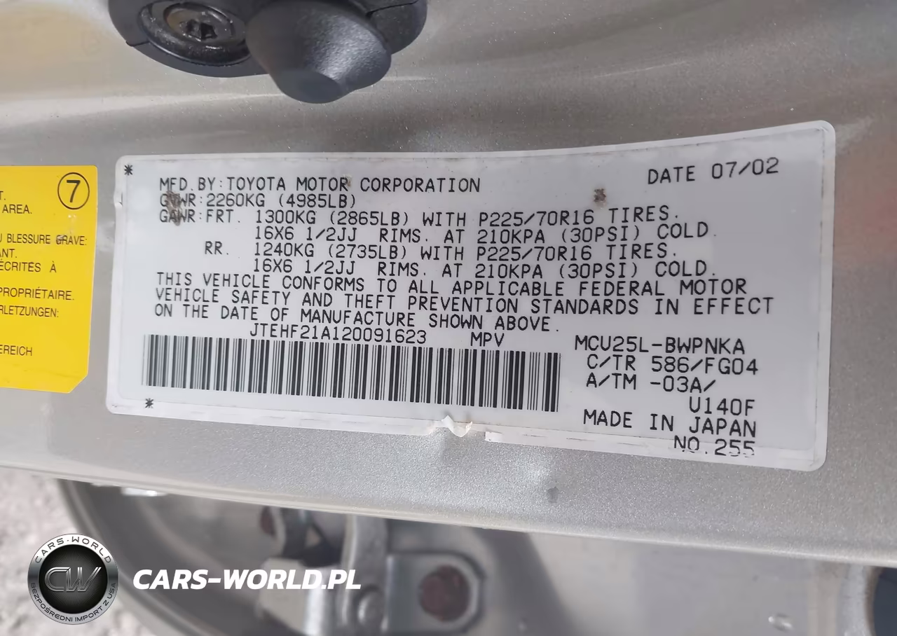 2002 Toyota Highlander V6 VIN:JTEHF21A120091623 - 9