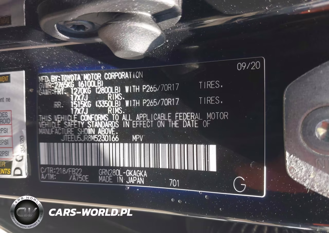 2021 Toyota 4Runner Sr5 VIN:JTEEU5JR8M5230166 - 9