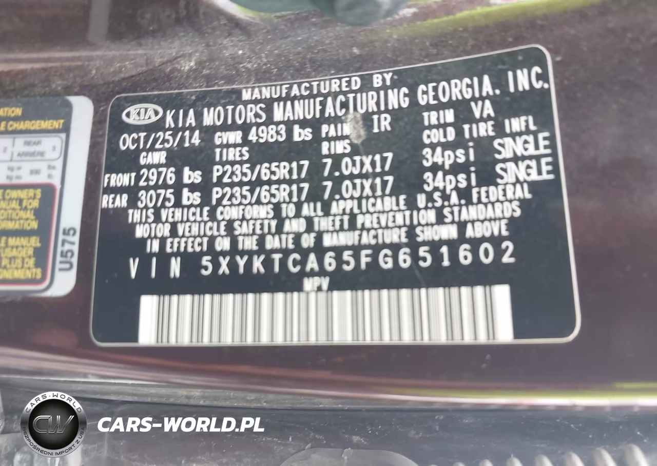 2015 Kia Sorento Lx VIN:5XYKTCA65FG651602 - 9