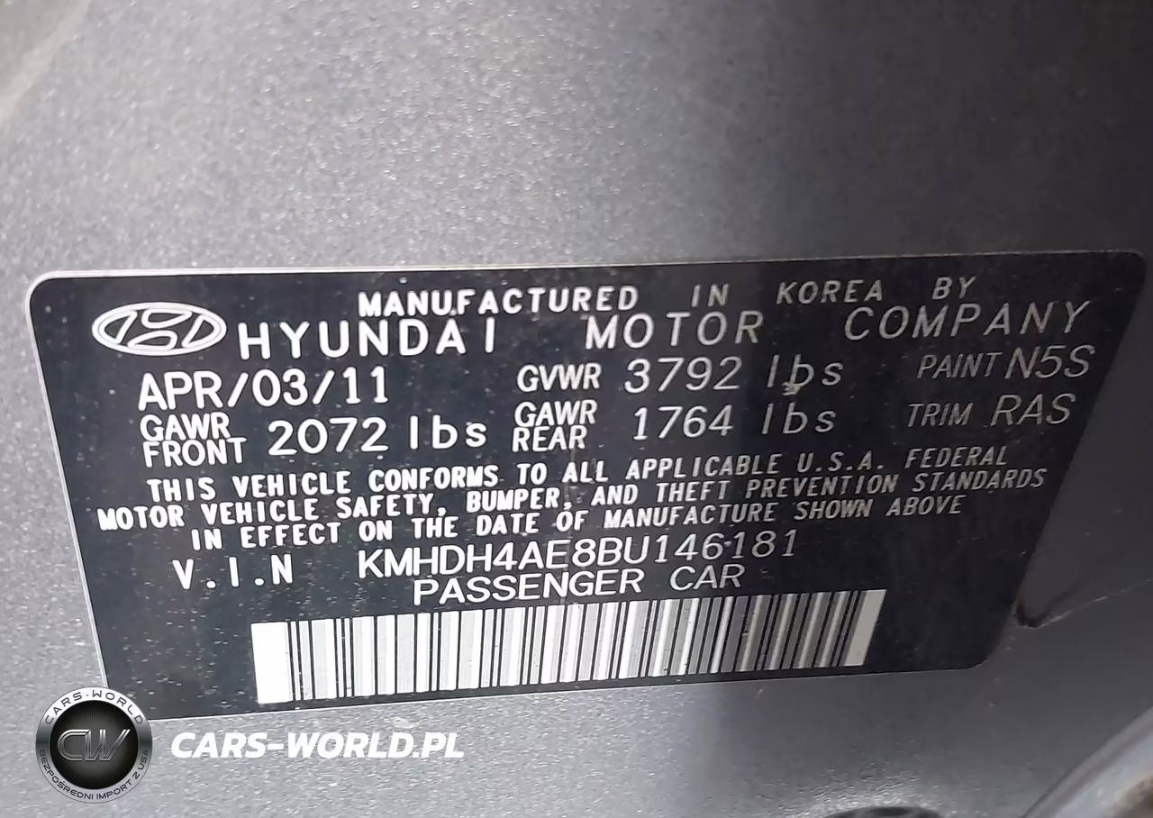 2011 Hyundai Elantra Gls (Ulsan Plant) VIN:KMHDH4AE8BU146181 - 9