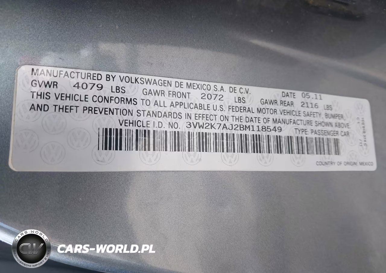 2011 Volkswagen Jetta 2.0L S VIN:3VW2K7AJ2BM118549 - 9