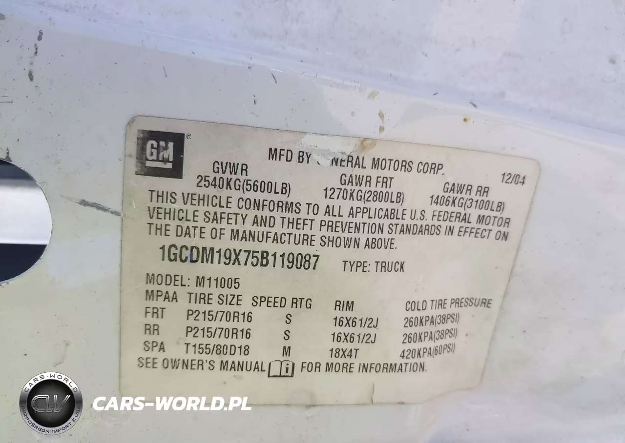 2005 Chevrolet Astro VIN:1GCDM19X75B119087 - 9