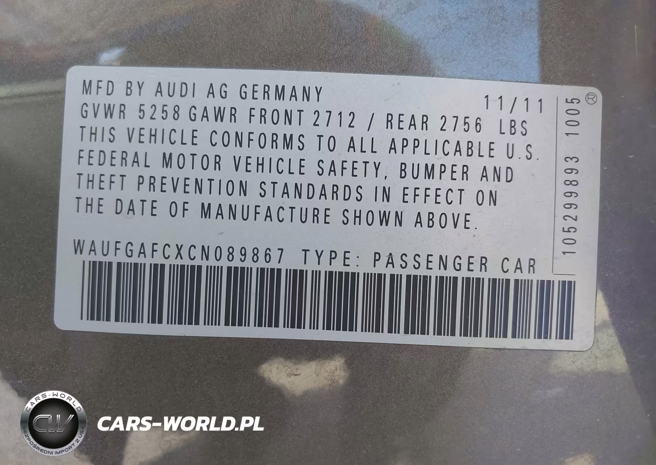 2012 Audi A6 3.0T Premium VIN:WAUFGAFCXCN089867 - 9