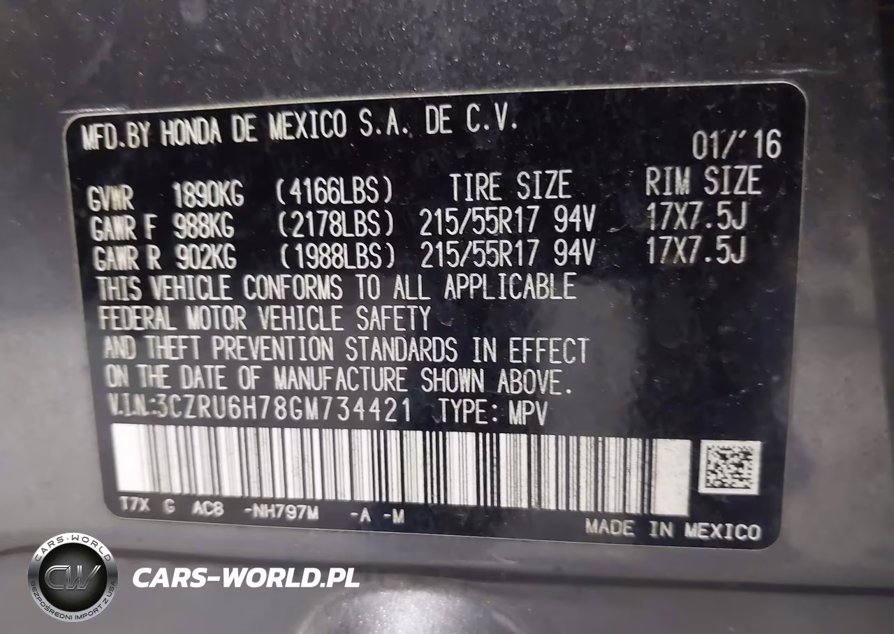 2016 Honda Hr-V Ex-L VIN:3CZRU6H78GM734421 - 9