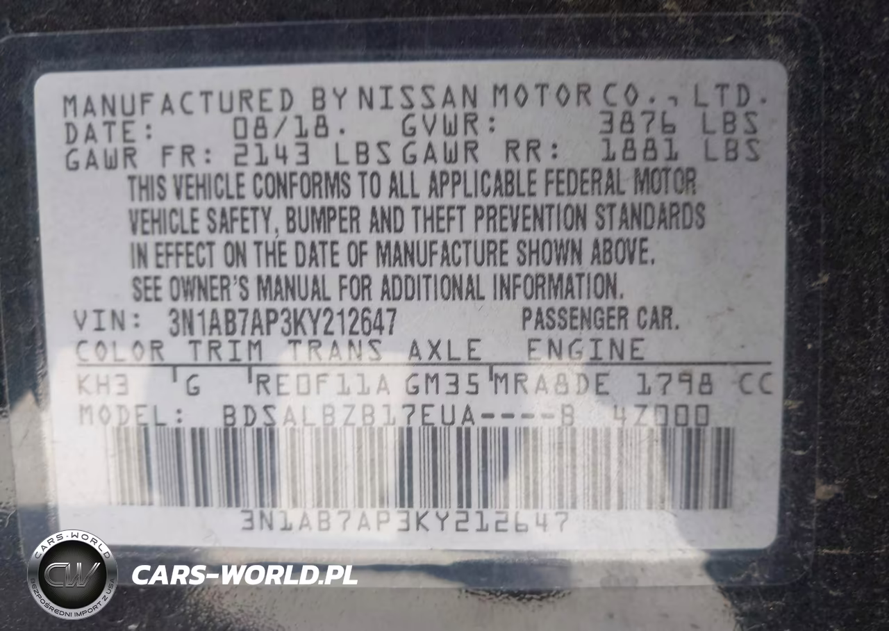 2019 Nissan Sentra S VIN:3N1AB7AP3KY212647 - 9