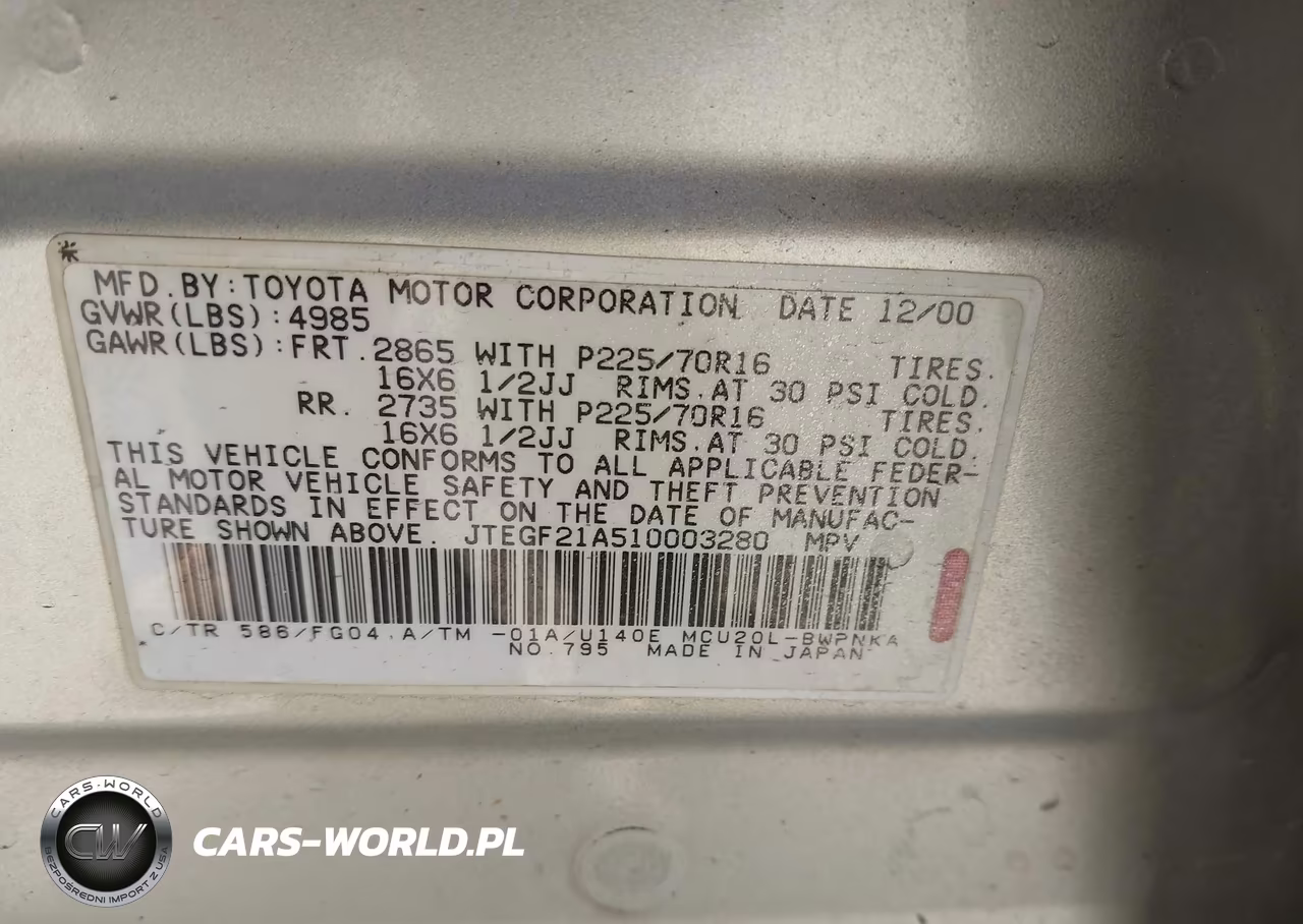 2001 Toyota Highlander V6 VIN:JTEGF21A510003280 - 9