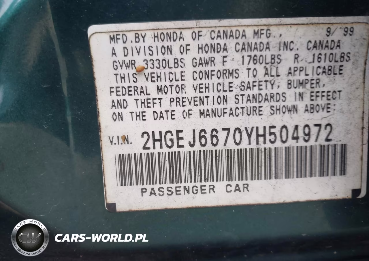 2000 Honda Civic Lx VIN:2HGEJ6670YH504972 - 9
