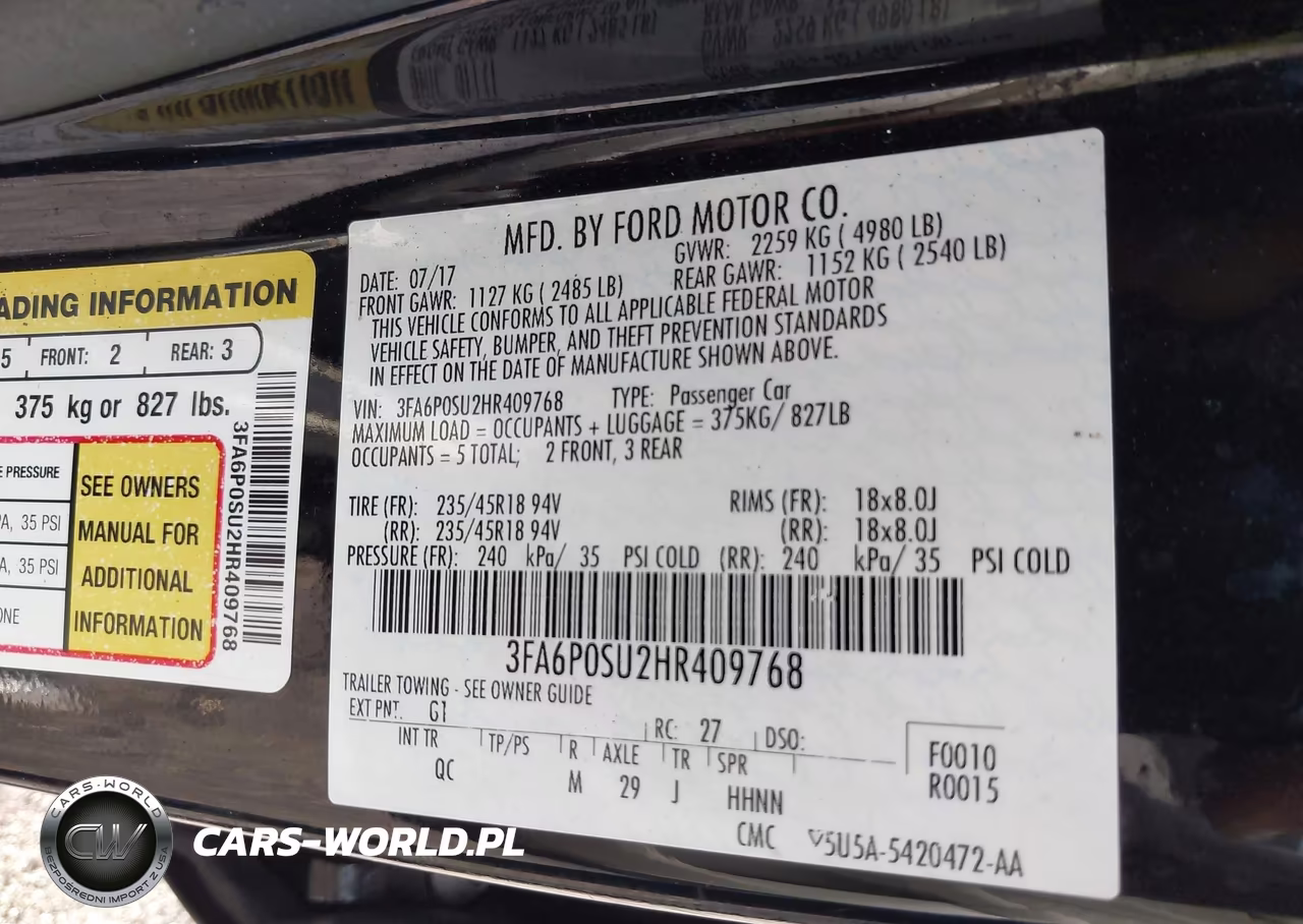 2017 Ford Fusion Energi Platinum VIN:3FA6P0SU2HR409768 - 9