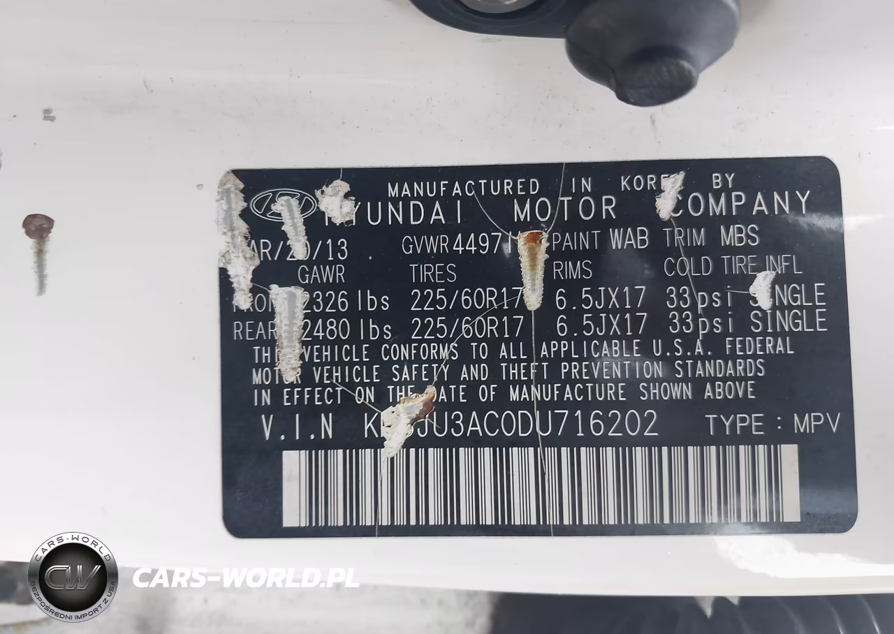 2013 Hyundai Tucson Gls VIN:KM8JU3AC0DU716202 - 9