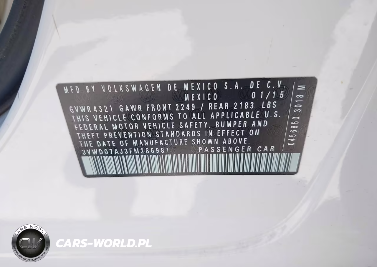 2015 Volkswagen Jetta 1.8T Se VIN:3VWD07AJ3FM286981 - 9