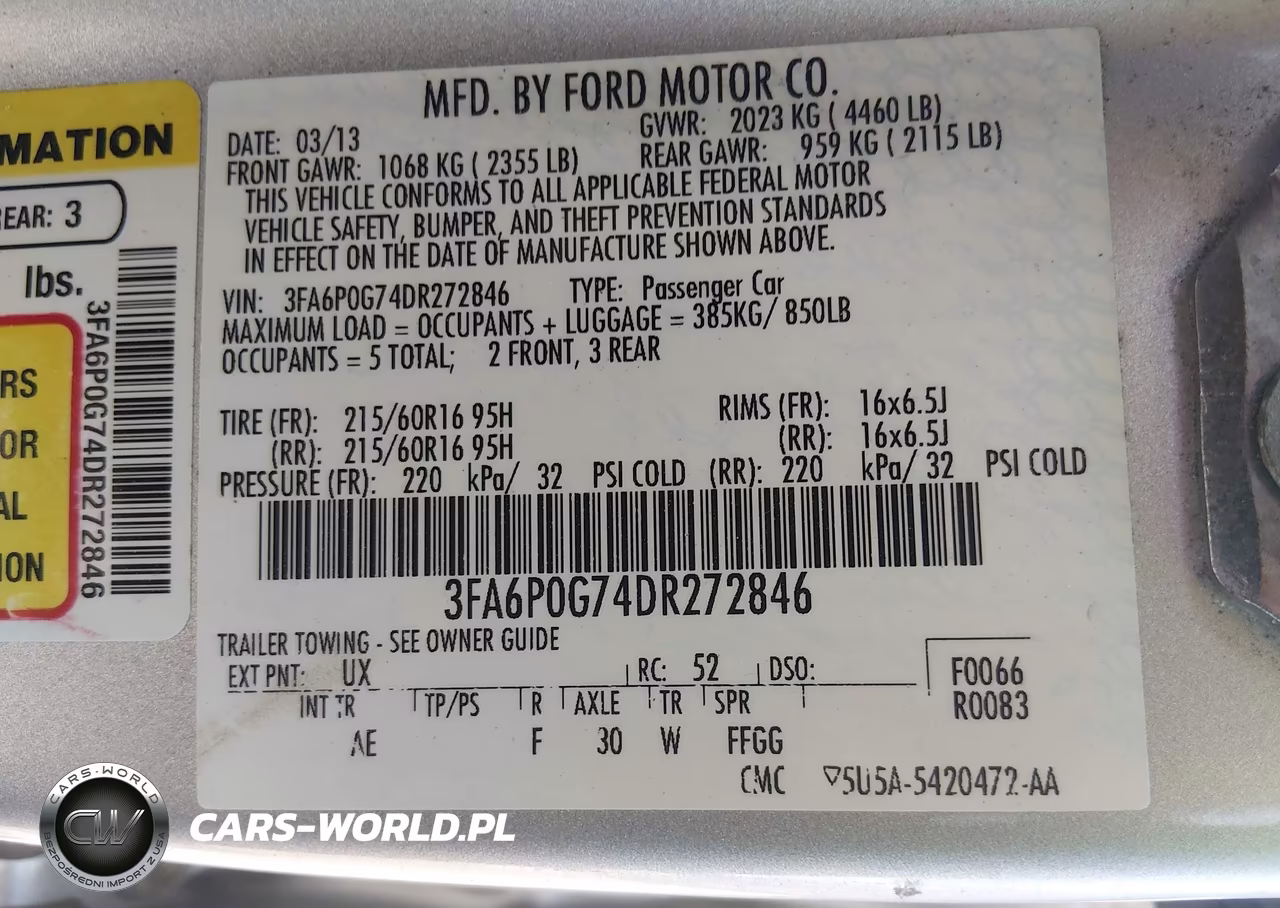 2013 Ford Fusion S VIN:3FA6P0G74DR272846 - 9