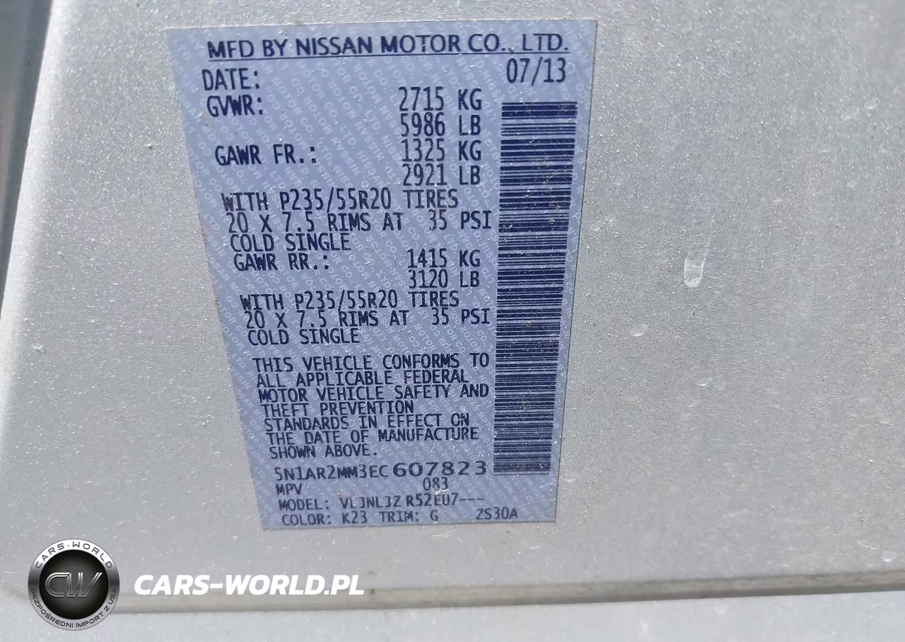 2014 Nissan Pathfinder Platinum VIN:5N1AR2MM3EC607823 - 9