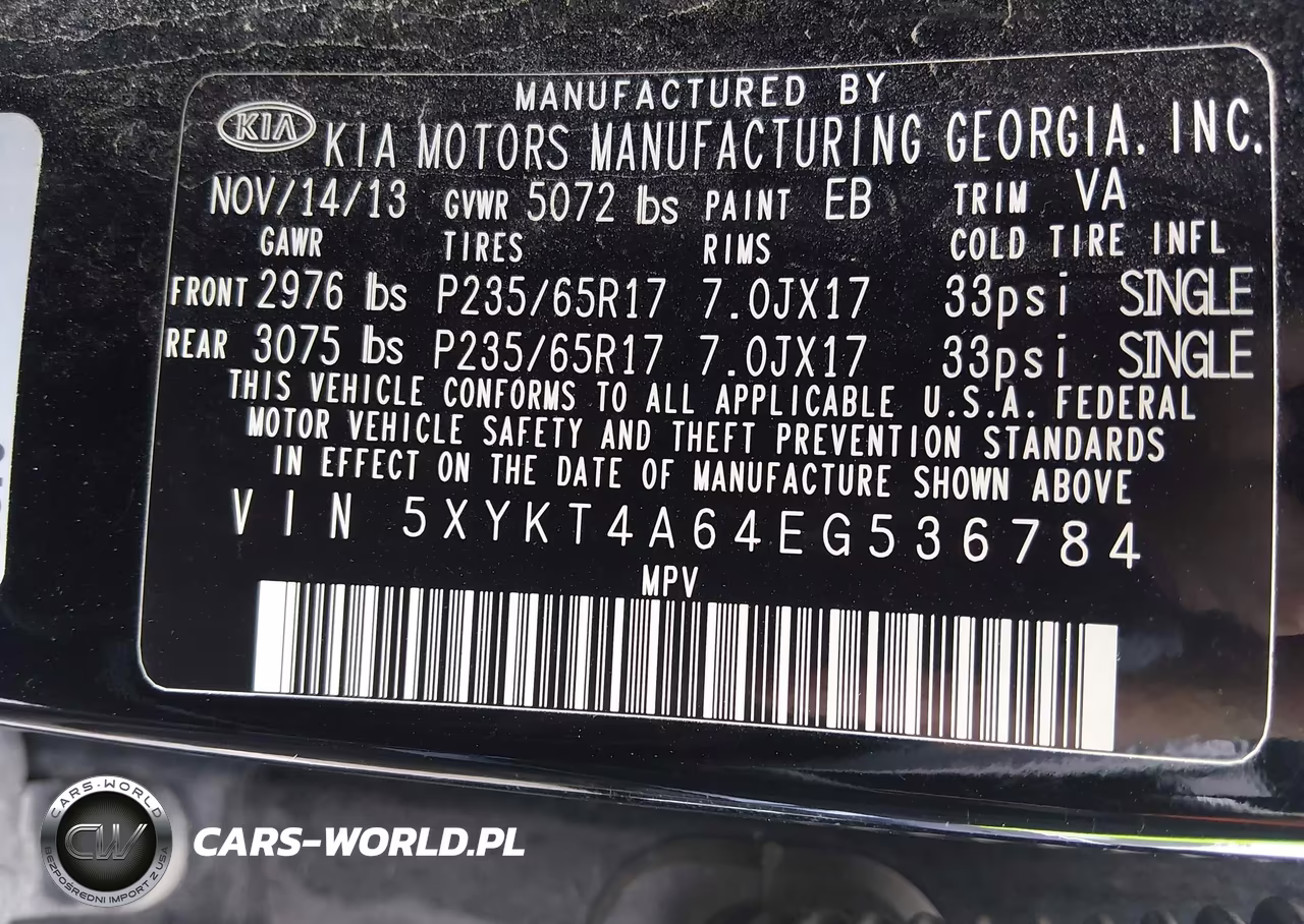 2014 Kia Sorento Lx VIN:5XYKT4A64EG536784 - 9