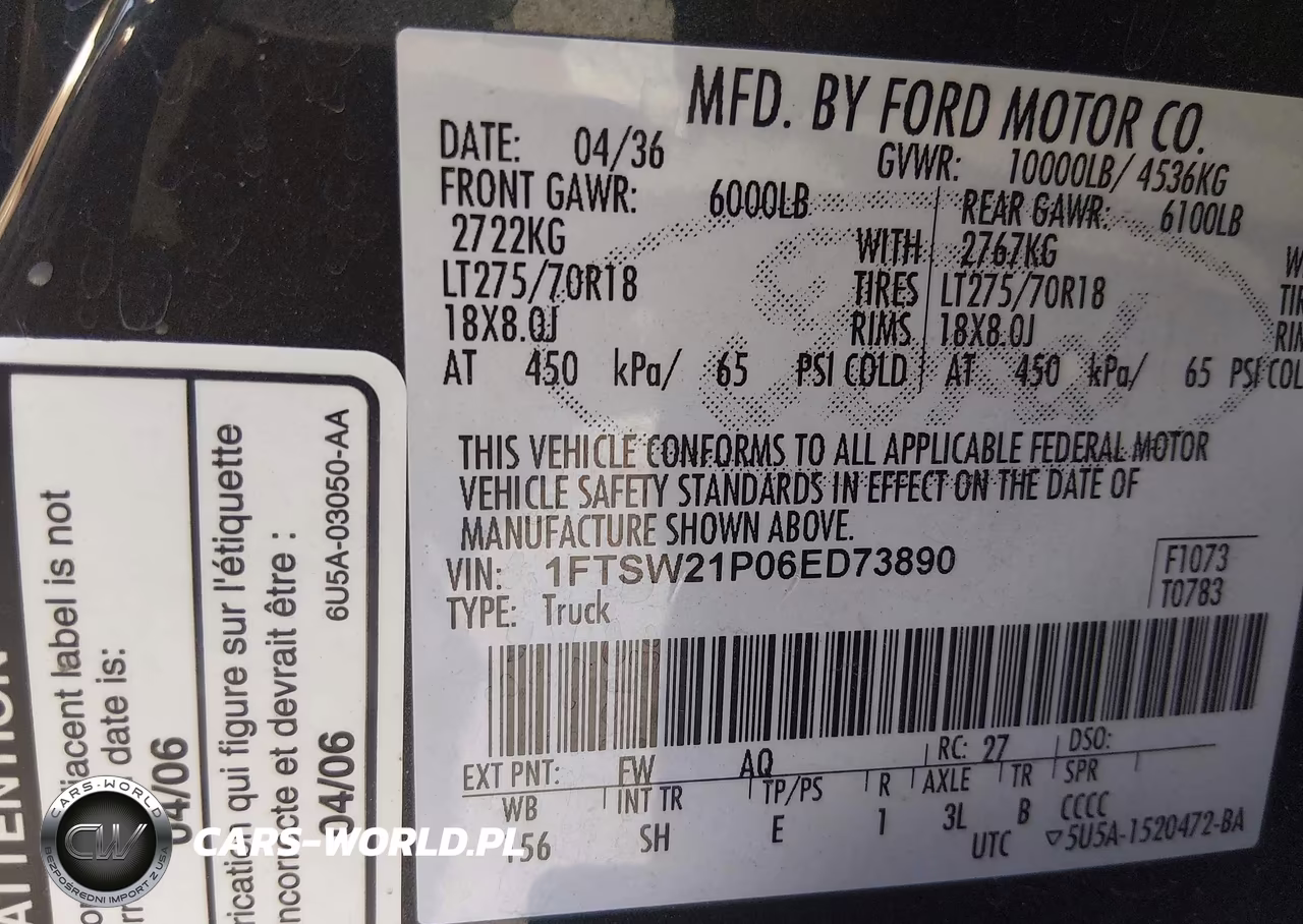 2006 Ford F-250 VIN:1FTSW21P06ED73890 - 9
