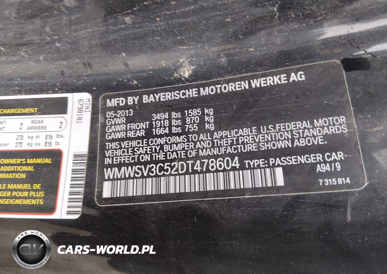 2013 Mini Hardtop Cooper S VIN:WMWSV3C52DT478604 - 9