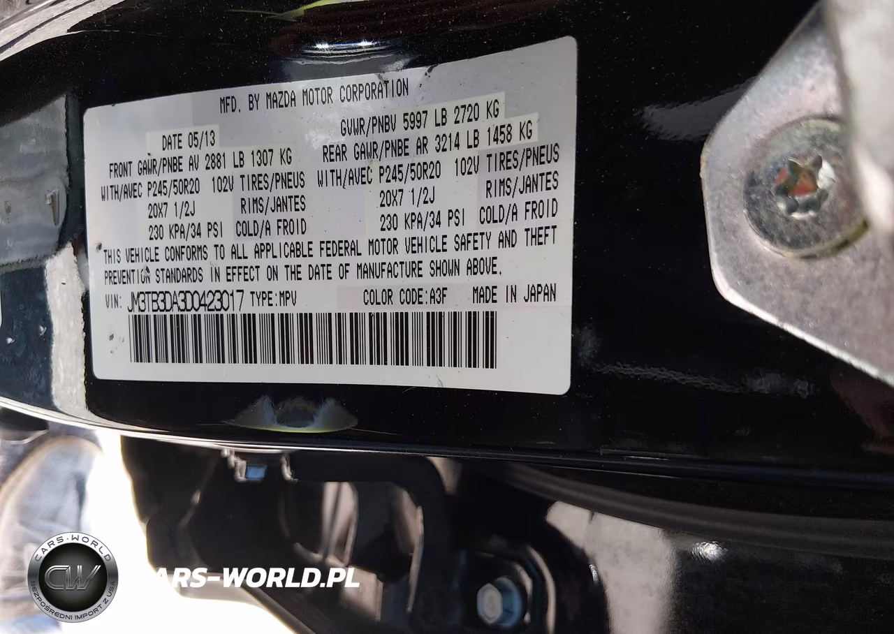 2013 Mazda Cx-9 Grand Touring VIN:JM3TB3DA3D0423017 - 9