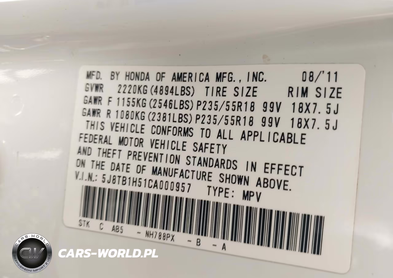 2012 Acura Rdx VIN:5J8TB1H51CA000957 - 9