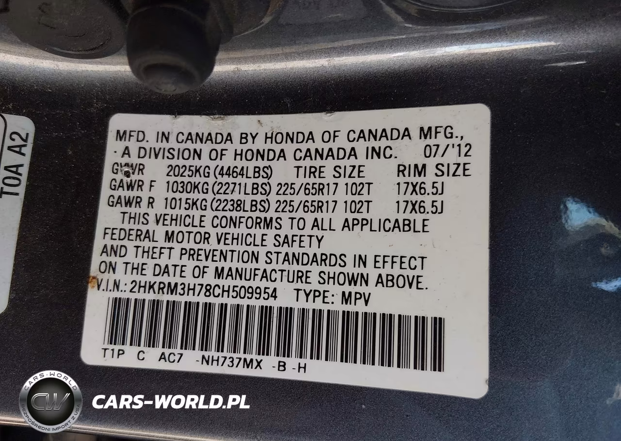 2012 Honda Cr-V Ex-L VIN:2HKRM3H78CH509954 - 9