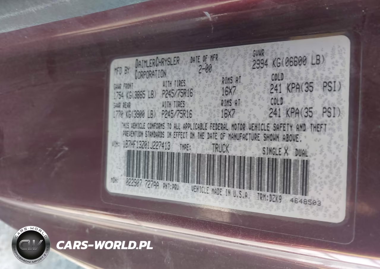 2001 Dodge Ram 1500 St VIN:1B7HF13Z01J227413 - 9
