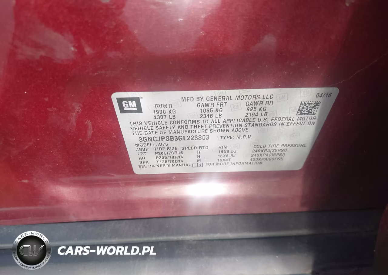 2016 Chevrolet Trax Lt VIN:3GNCJPSB3GL223803 - 9
