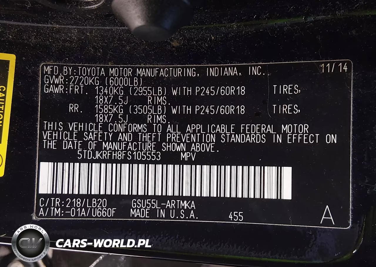 2015 Toyota Highlander Xle V6 VIN:5TDJKRFH8FS105553 - 9