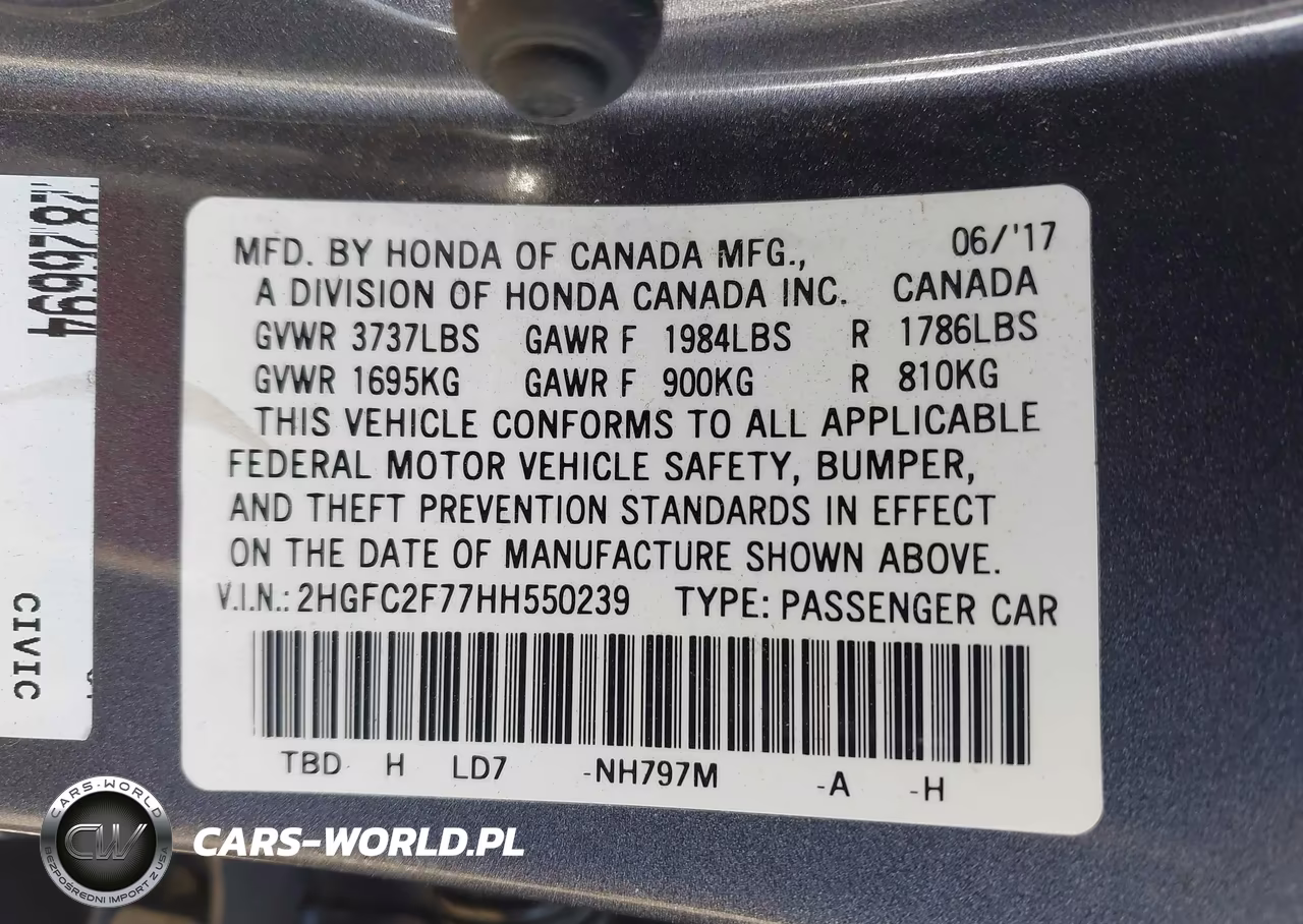 2017 Honda Civic Ex VIN:2HGFC2F77HH550239 - 9