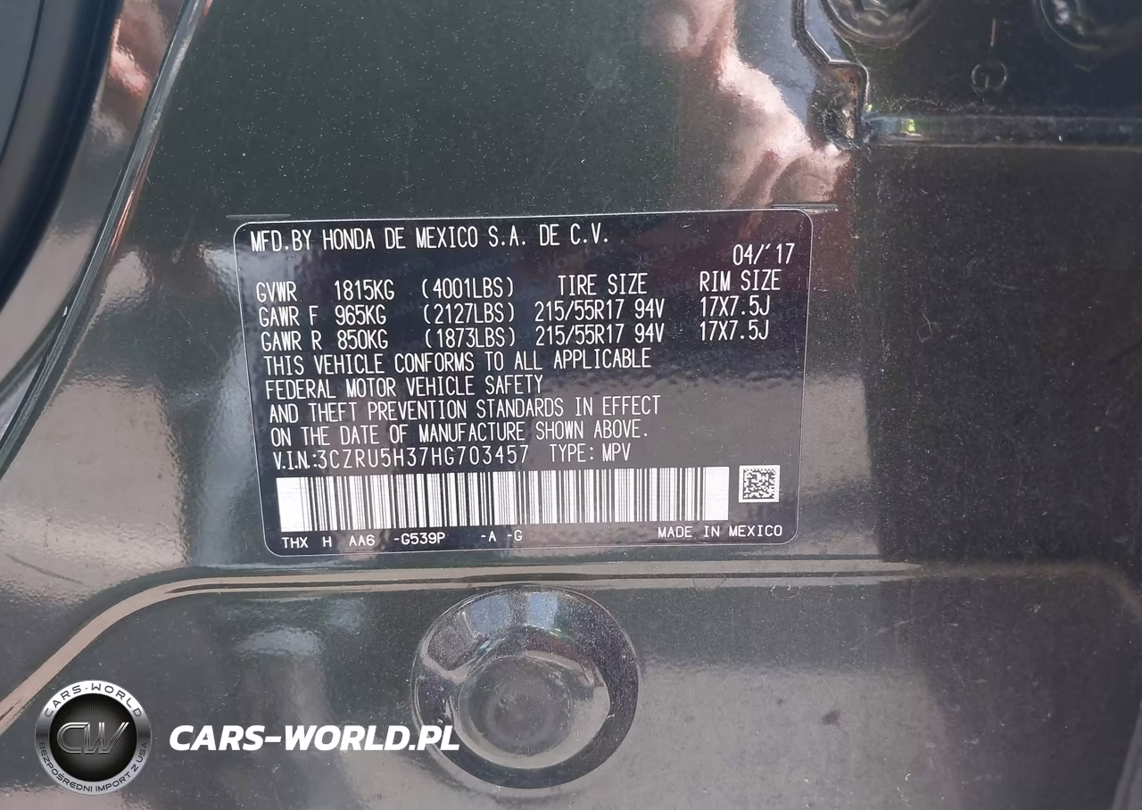2017 Honda Hr-V Lx VIN:3CZRU5H37HG703457 - 9