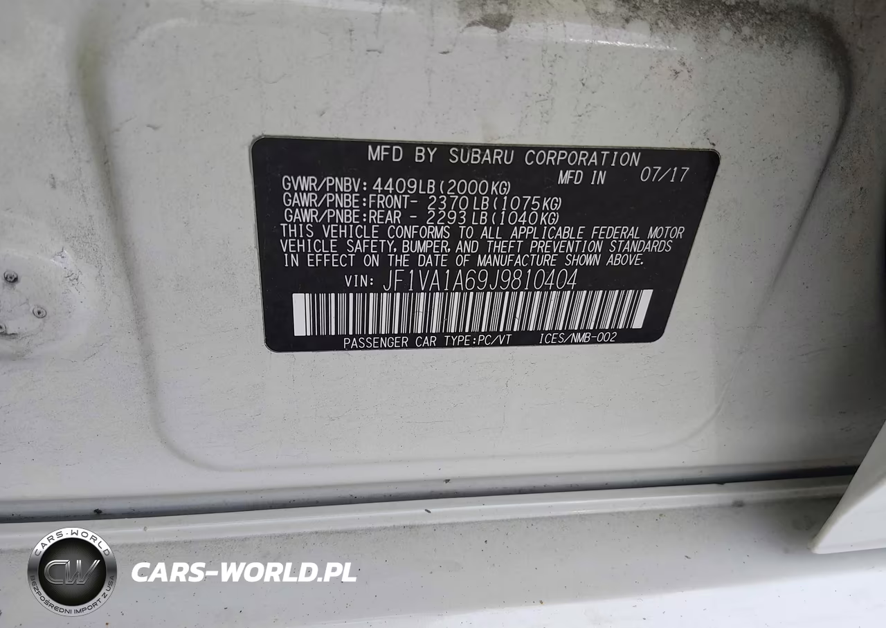 2018 Subaru Wrx VIN:JF1VA1A69J9810404 - 9
