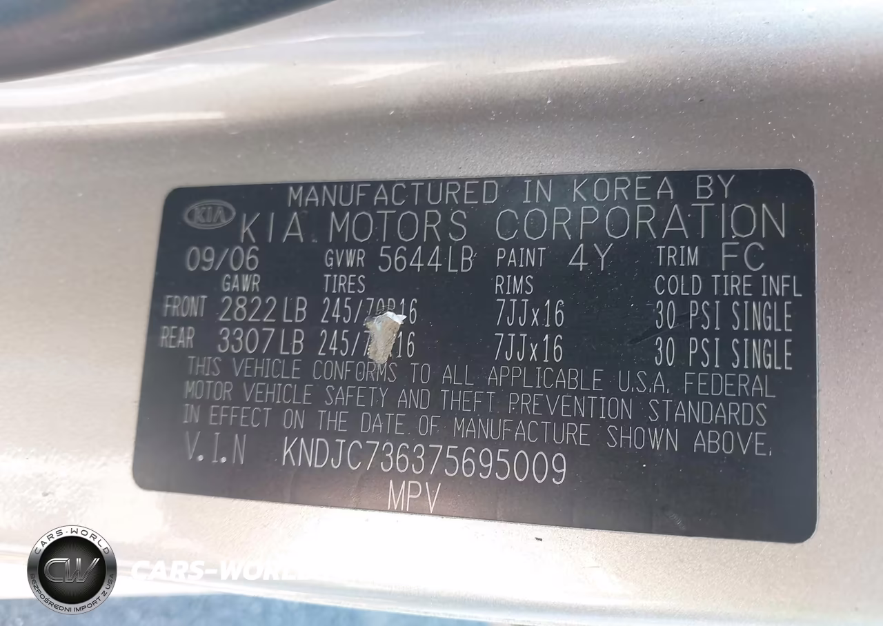2007 Kia Sorento Lx VIN:KNDJC736375695009 - 9