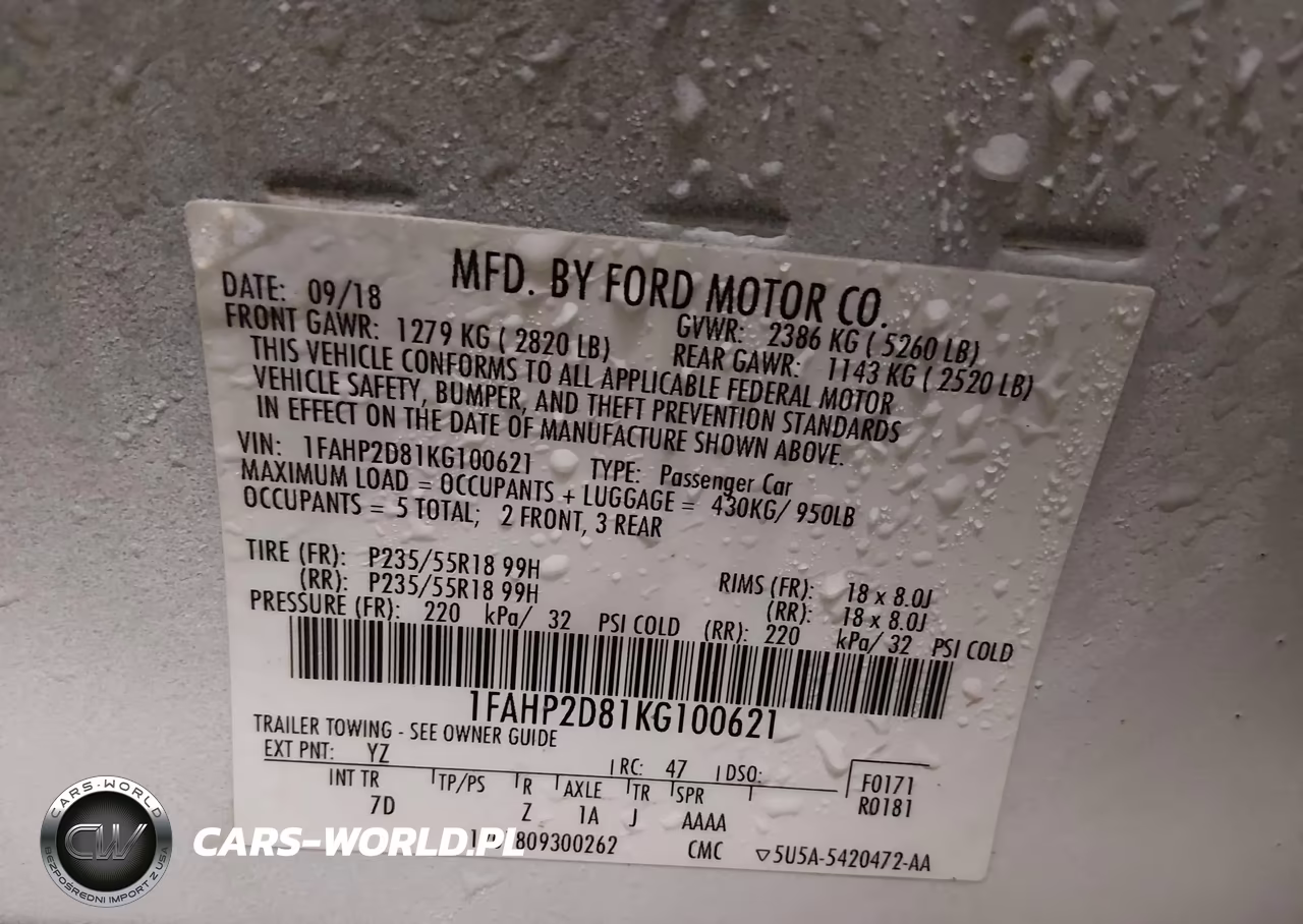 2019 Ford Taurus Se VIN:1FAHP2D81KG100621 - 9