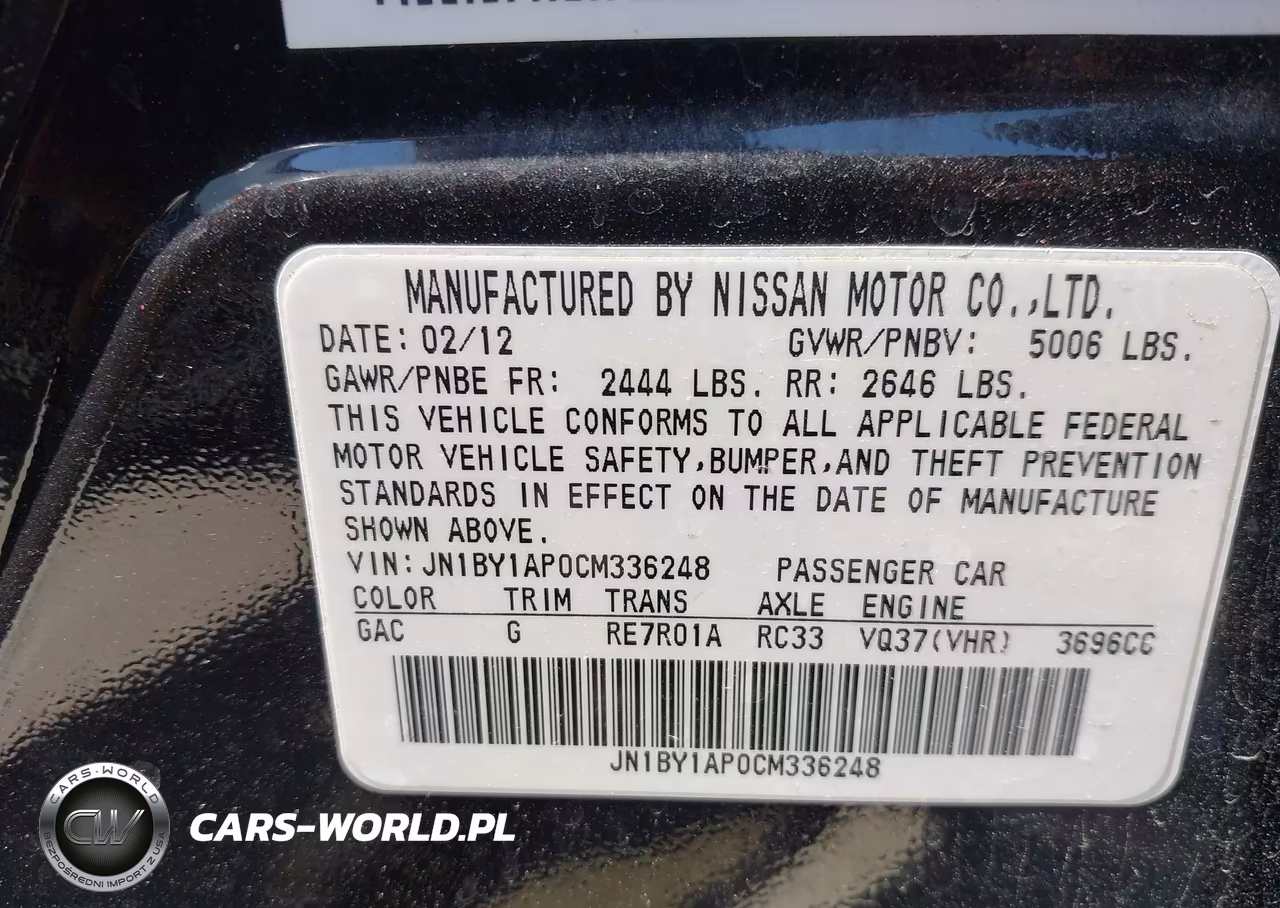 2012 Infiniti M37 VIN:JN1BY1AP0CM336248 - 9