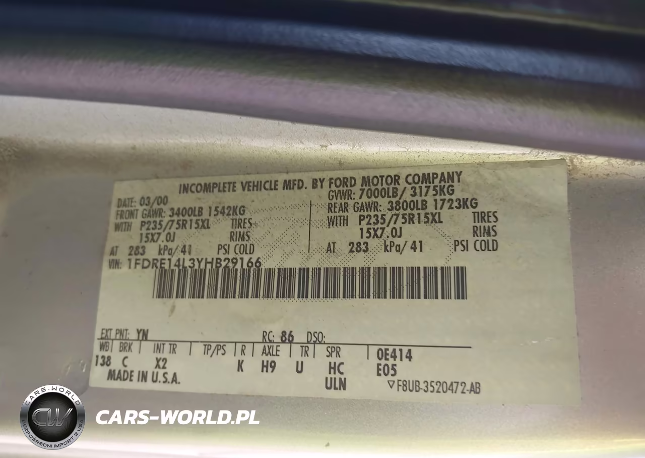 2000 Ford E-150 Recreational VIN:1FDRE14L3YHB29166 - 9