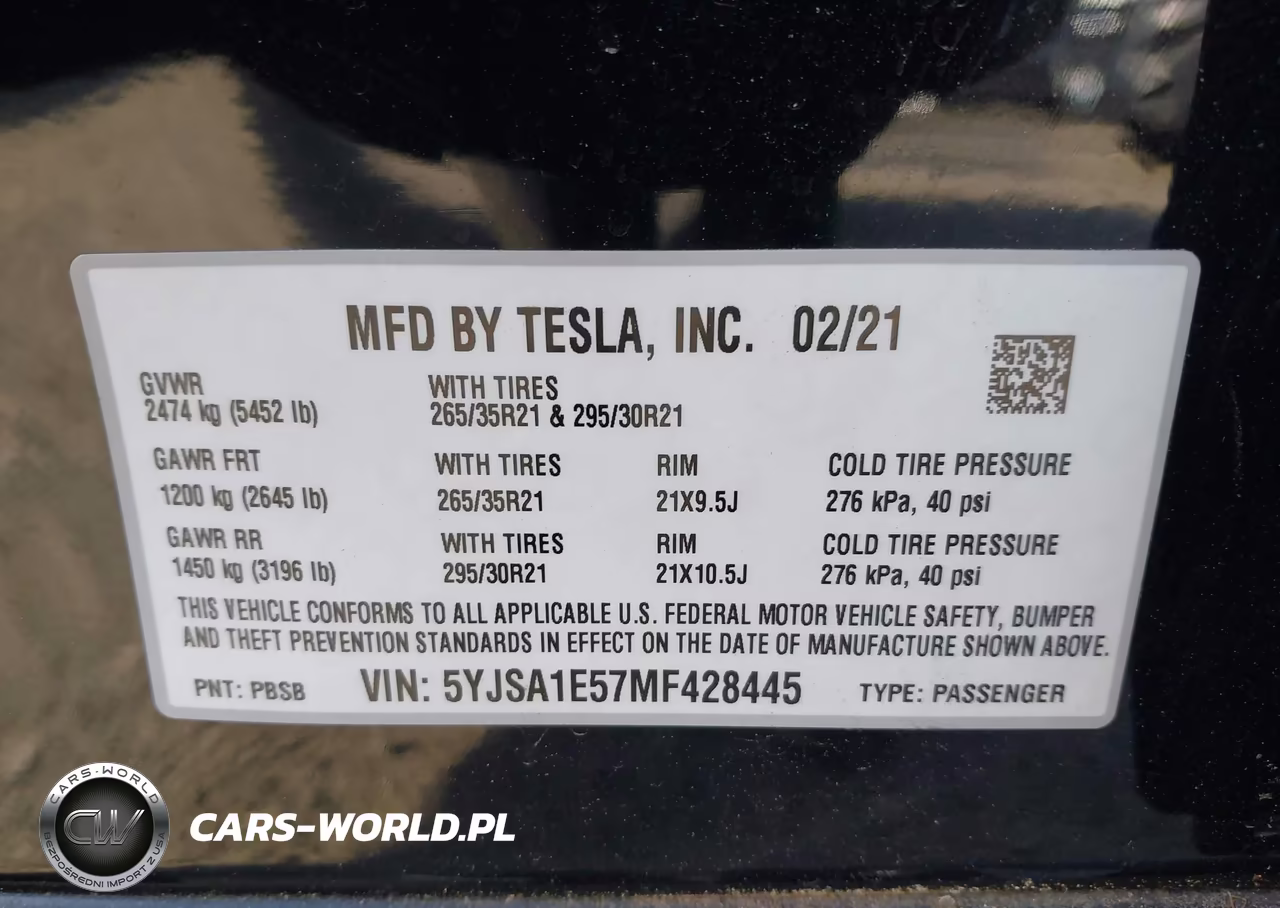 2021 Tesla Model S Long Range Dual Motor All-Wheel Drive VIN:5YJSA1E57MF428445 - 9