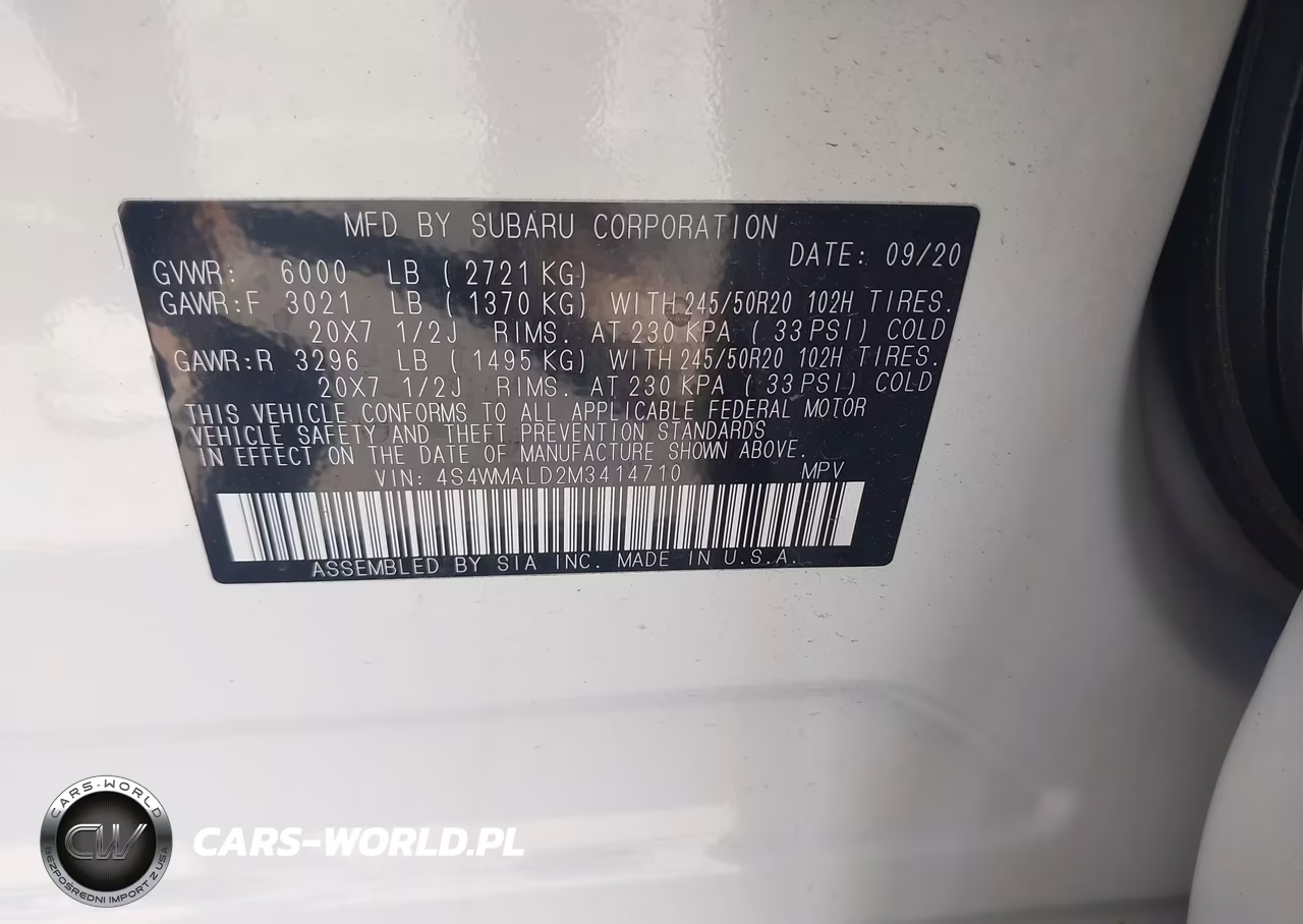 2021 Subaru Ascent Limited VIN:4S4WMALD2M3414710 - 9