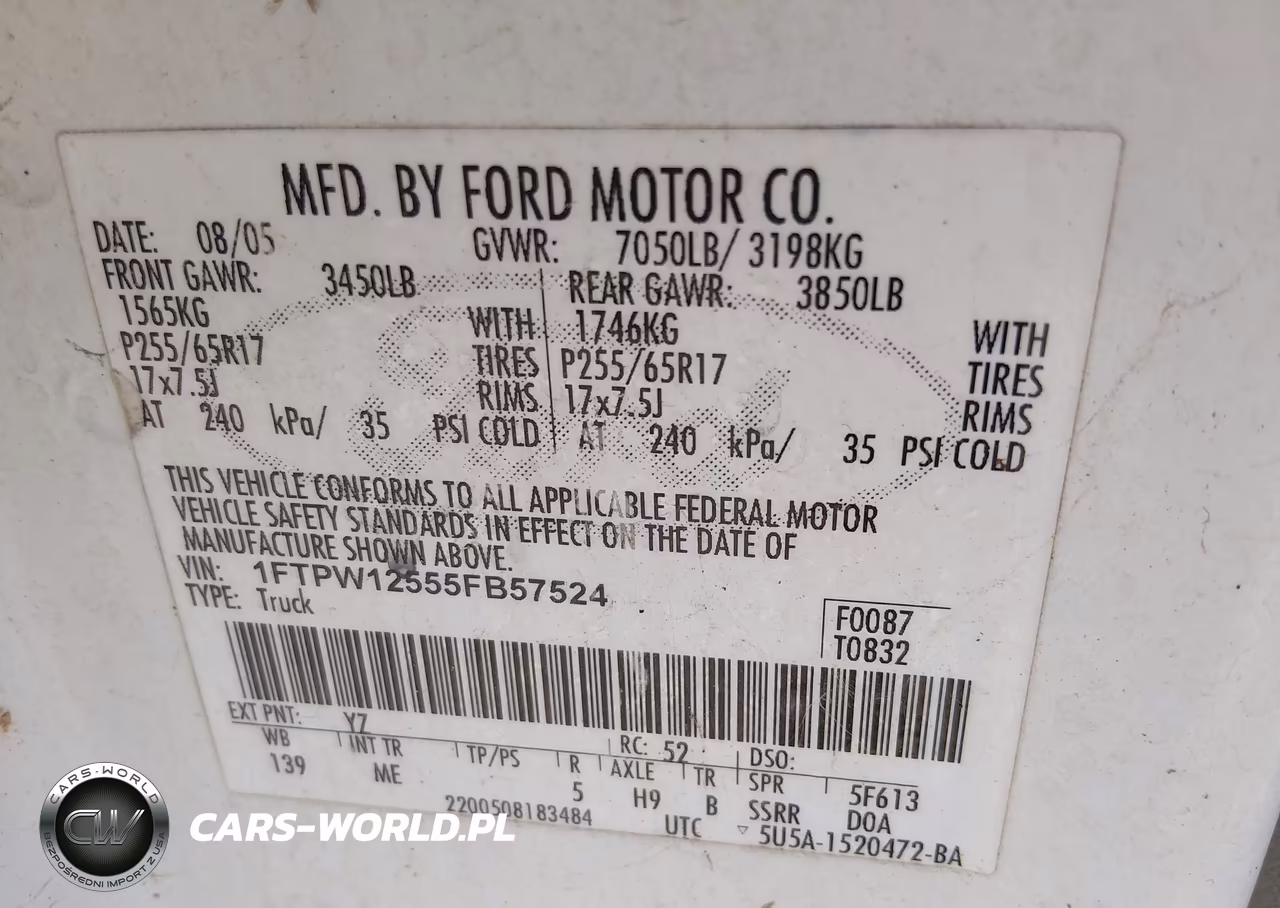 2005 Ford F-150 Lariat-Xlt VIN:1FTPW12555FB57524 - 9