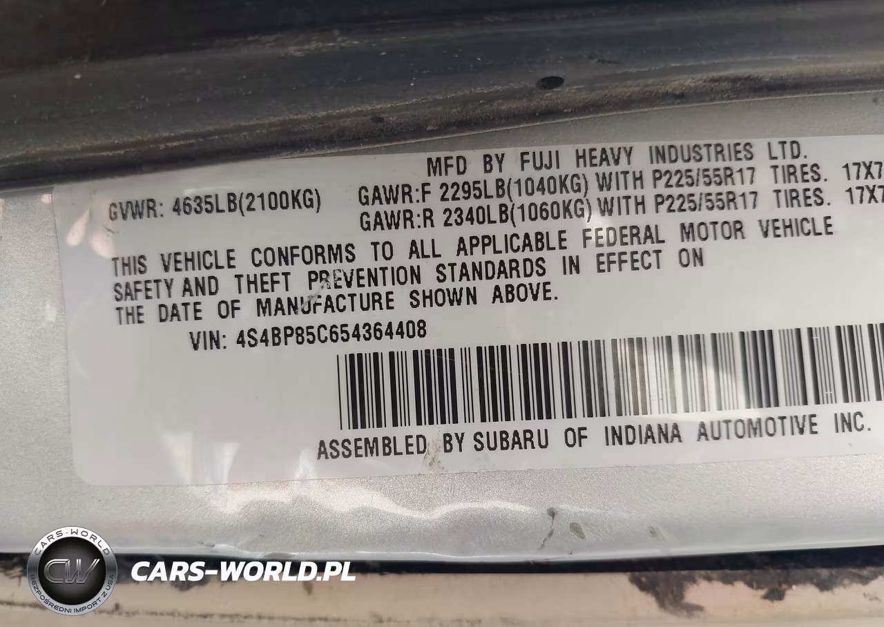 2005 Subaru Legacy Outback H6 R Vdc VIN:4S4BP85C654364408 - 9