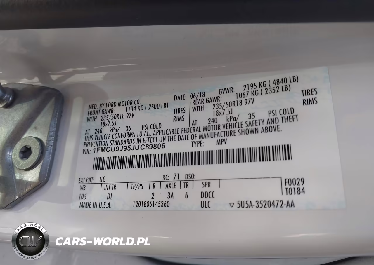 2018 Ford Escape Titanium VIN:1FMCU9J95JUC89806 - 9