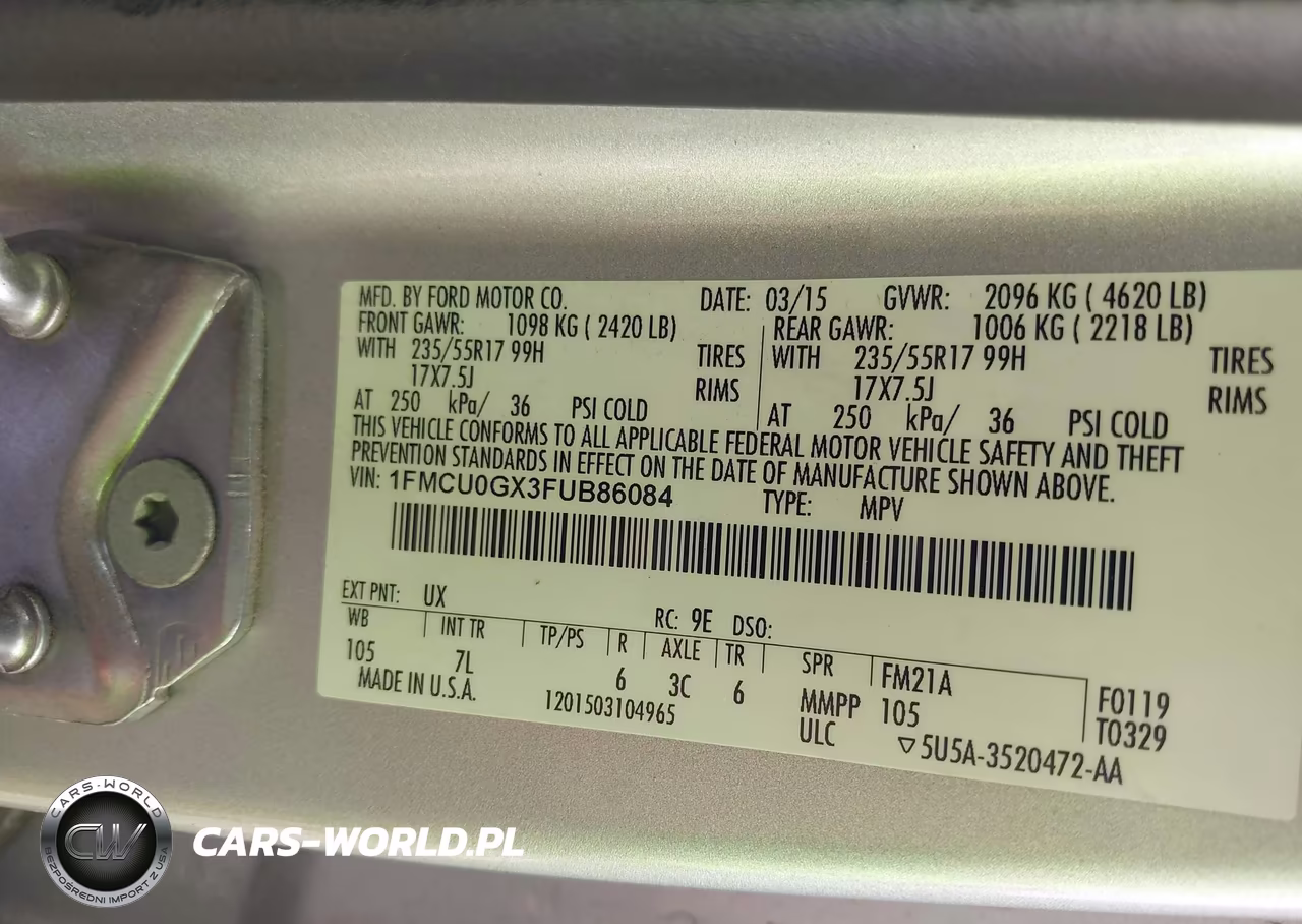2015 Ford Escape Se VIN:1FMCU0GX3FUB86084 - 9