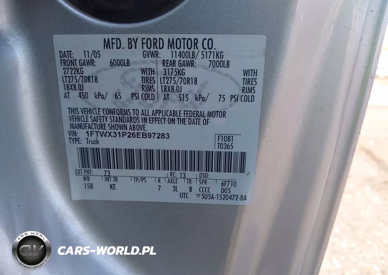 2006 Ford F-350 Lariat-Xl-Xlt VIN:1FTWX31P26EB97283 - 8