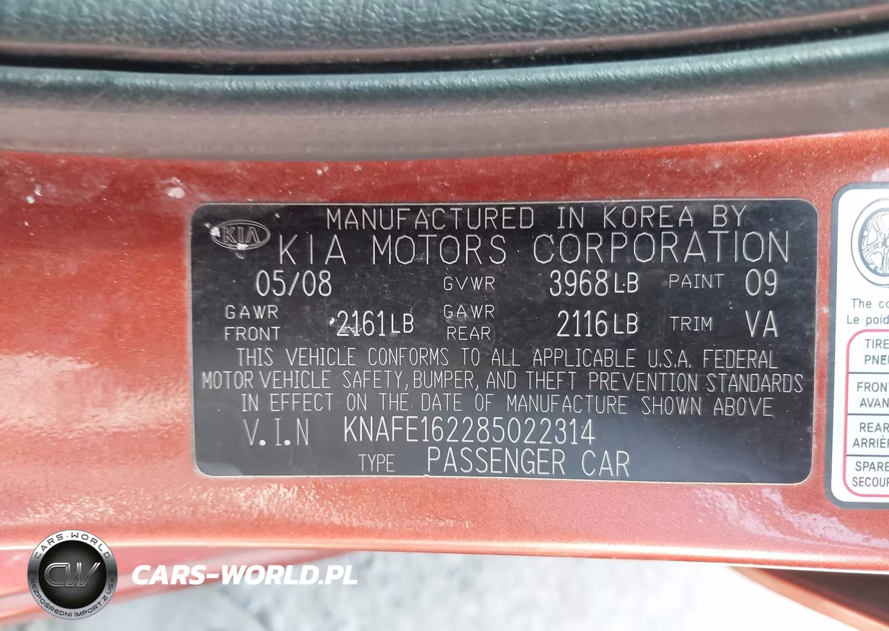2008 Kia Spectra5 Sx VIN:KNAFE162285022314 - 9